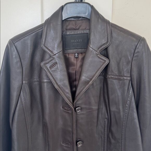 AVANTI NEW YORK Women’s Dark Brown Leather Jacket Coat Classic Versatile Size M - Picture 3 of 14